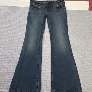 Free People Jeans Flare Low Rise 26 Dark Wash 1993 Vintage Y2K Grunge Boho Flare